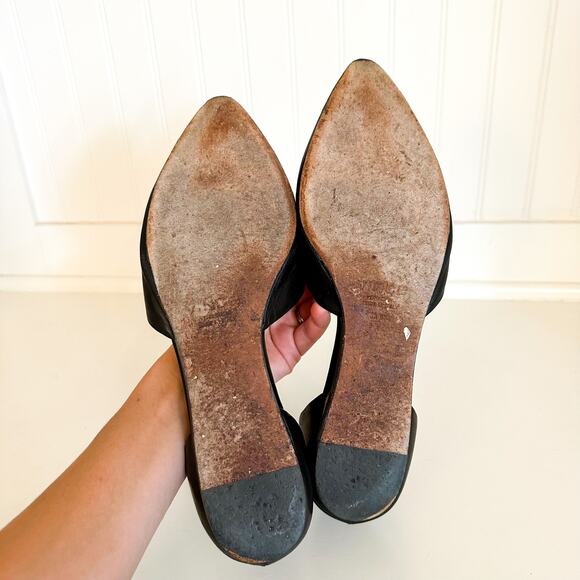 VINCE Nina Leather Almond Toe Slip On D'Orsay Flats Black 9.5 - Picture 4 of 5